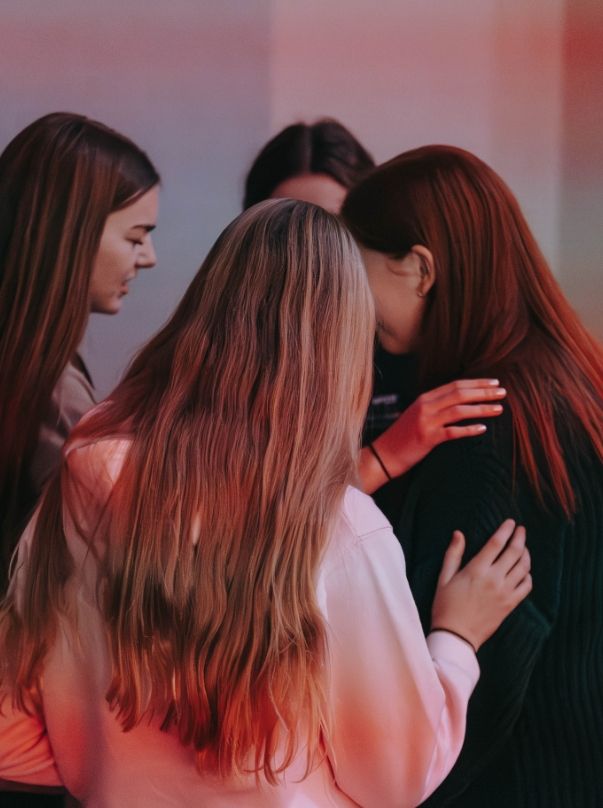 Students praying together